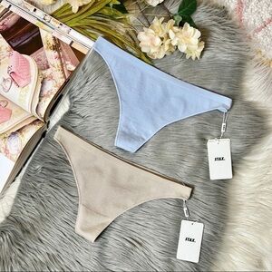 NWT STAX TWO Seamless Tan & Blue Thong Women’s Workout Underwear Sz 2X